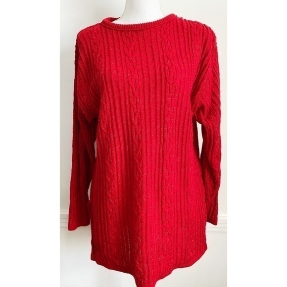 Vintage Diane Von Furstenberg Red Metallic Sweater - Picture 1 of 5